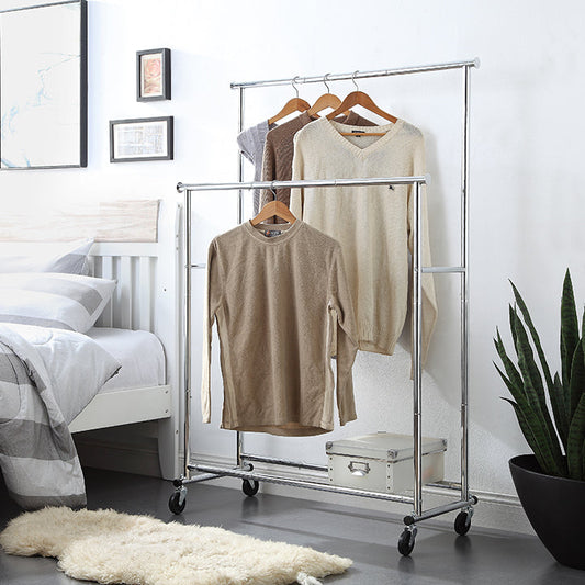 Heavy Duty Chrome Double Rod Clothing Garment Rack