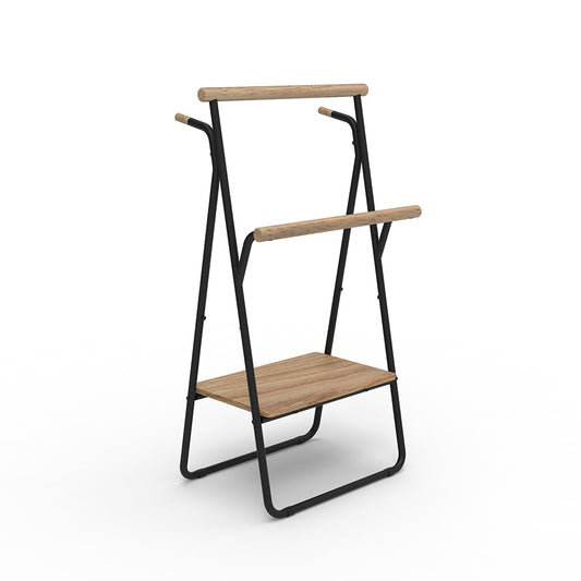 Two Rods Towel Rack with Wood Panel