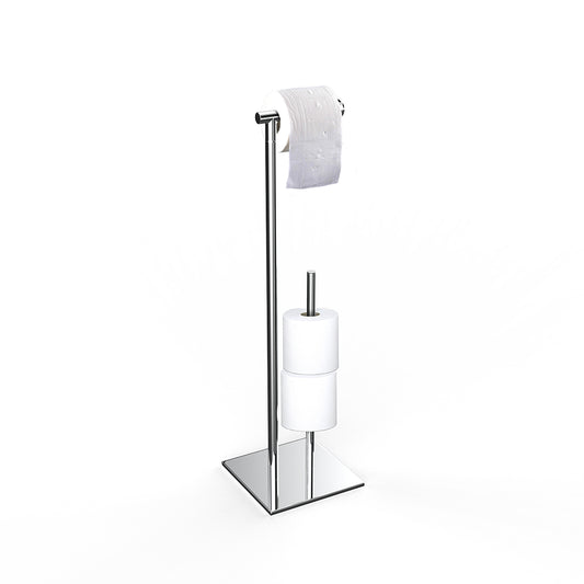 Square Base Toilet Tissue Paper Roll Holder Stand with Reserve