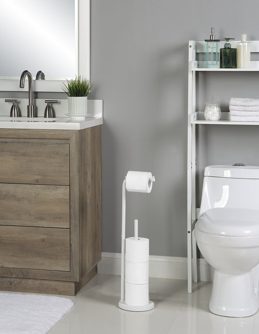 Toilet Tissue Paper Roll Holder Round Base Stand with Reserve