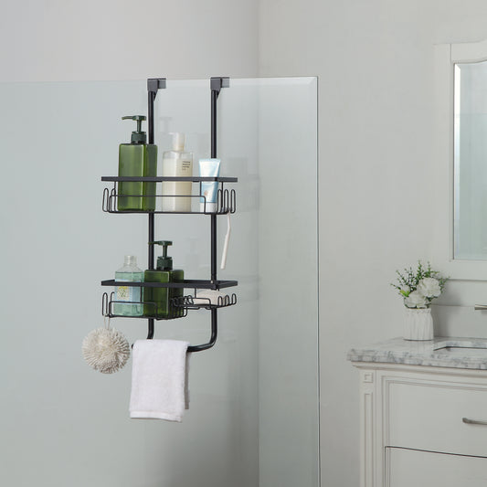 Classic Metal Bathroom Shower Caddy, Over Door Hanging Storage Organizer Basket(Standard)