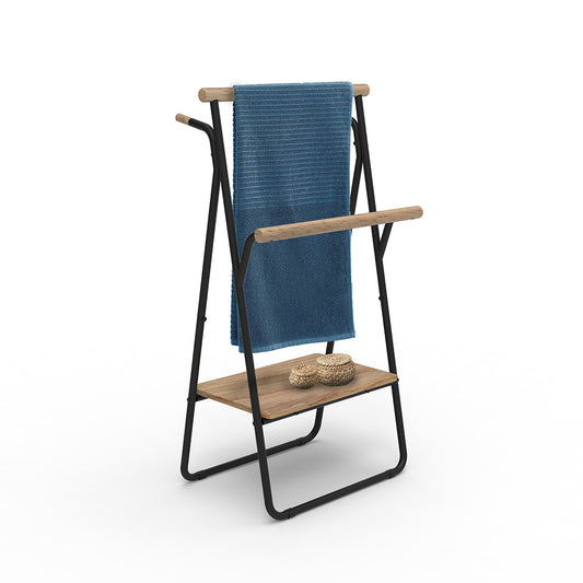 Two Rods Towel Rack with Wood Panel