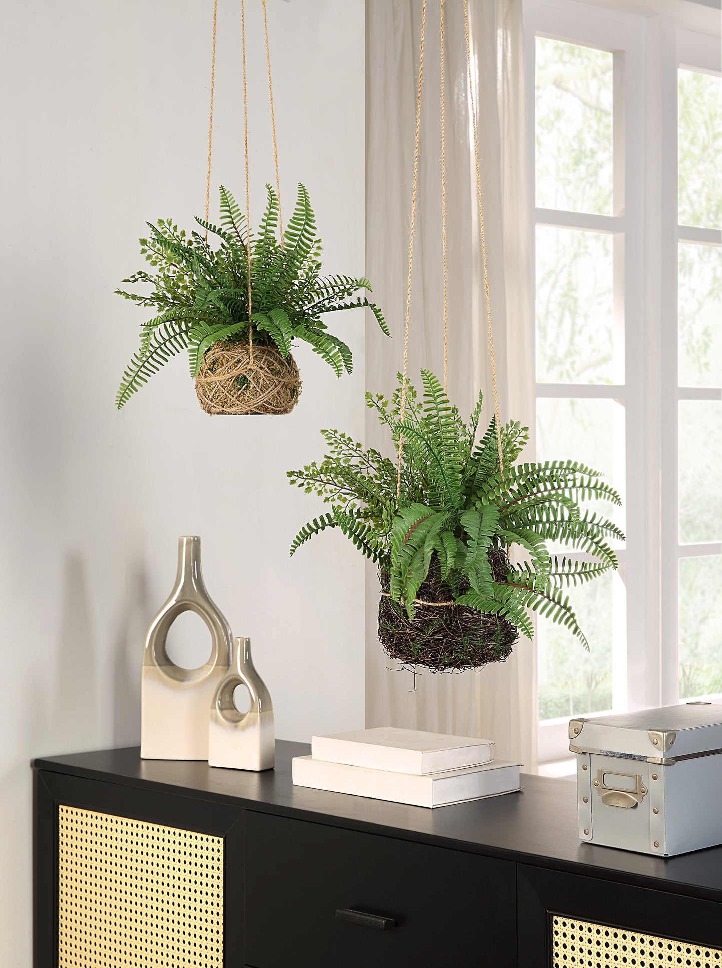 Artificial Boston Fern Plants Bushes Faux Plants Shrubs Greenery for House, Office, Garden, Inddor and Outdoor Decor