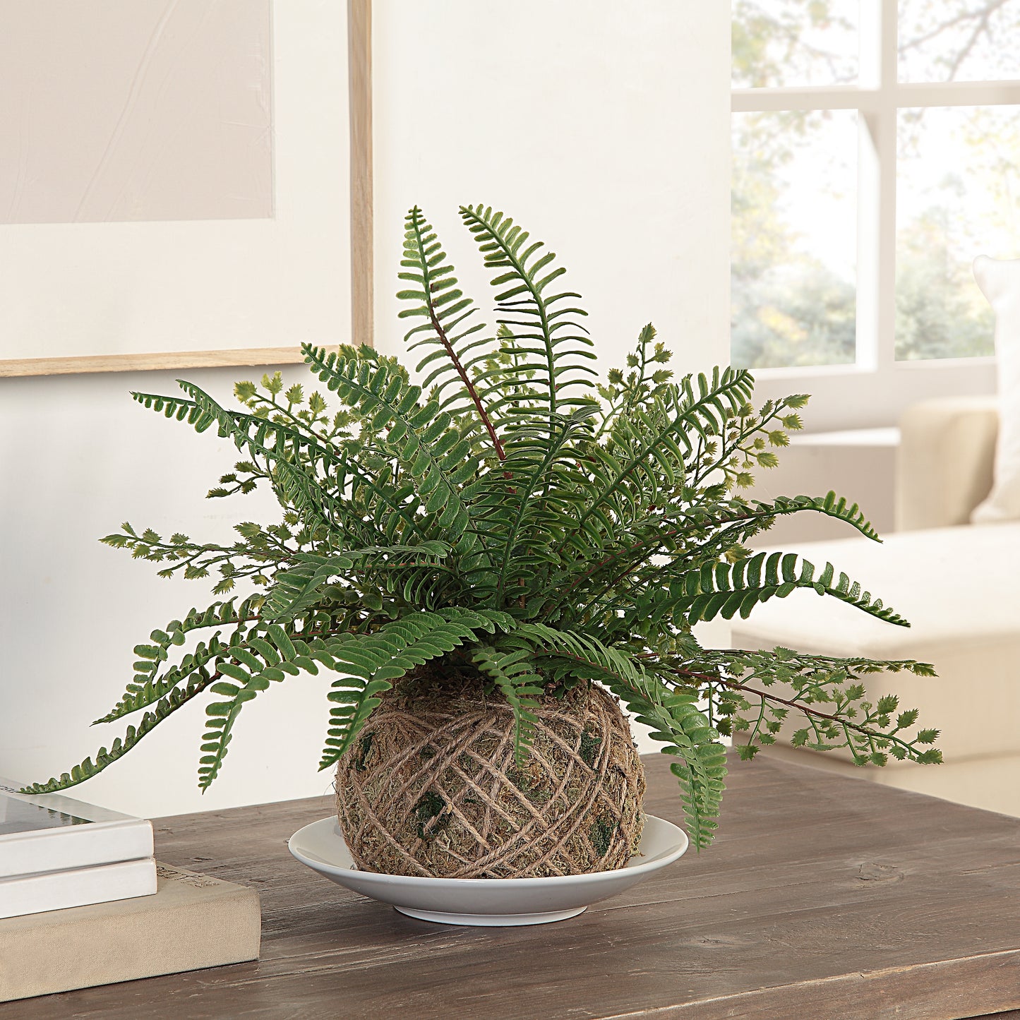 Artificial Boston Fern Plants Bushes Faux Plants Shrubs Greenery for House, Office, Garden, Inddor and Outdoor Decor