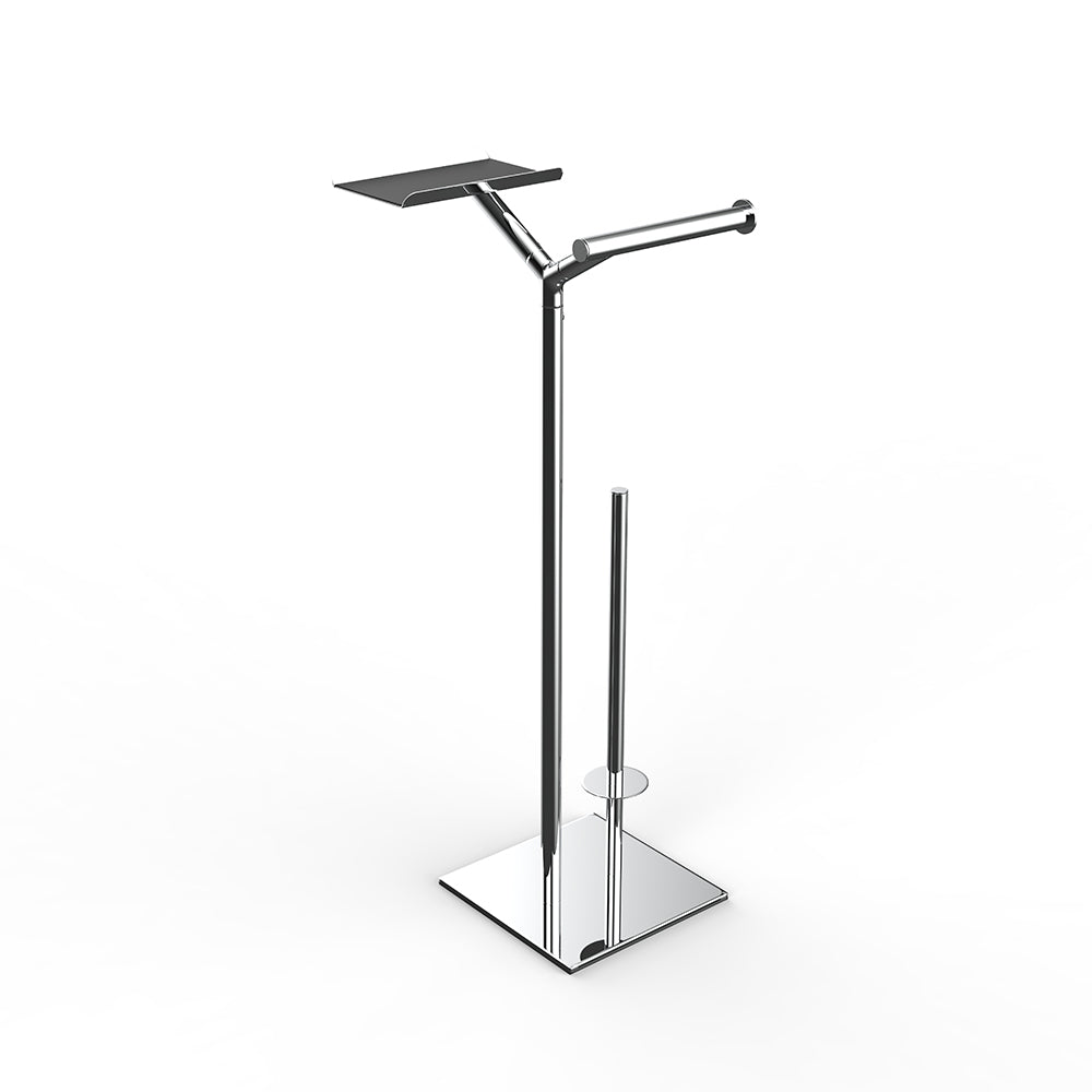 Y type Square Base Toiler Paper Holder with Reserve and Storage Shelf