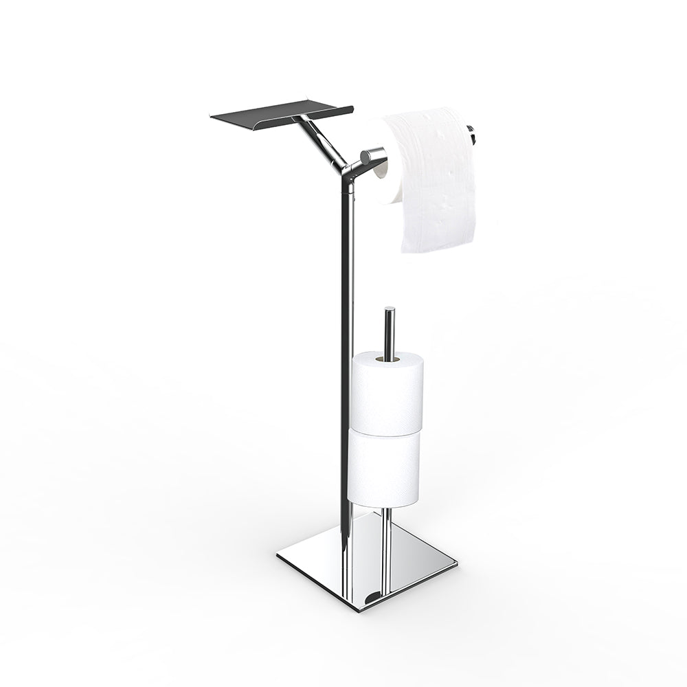 Y type Square Base Toiler Paper Holder with Reserve and Storage Shelf