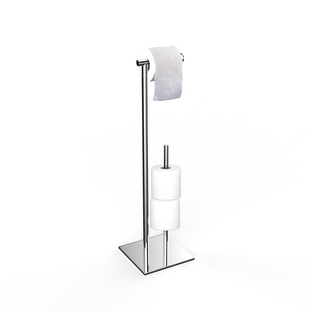 Square Base Toilet Tissue Paper Roll Holder Stand with Reserve