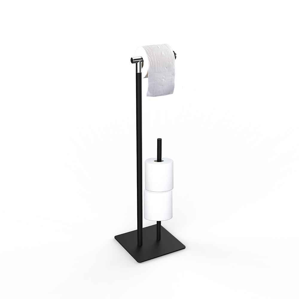 Square Base Toilet Tissue Paper Roll Holder Stand with Reserve