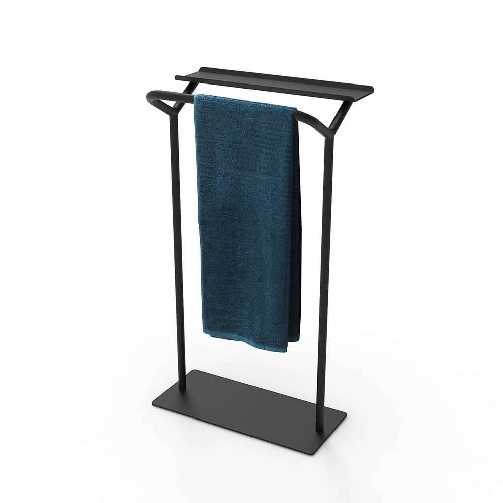 Freestanding Towel Rack With Storage Shelf