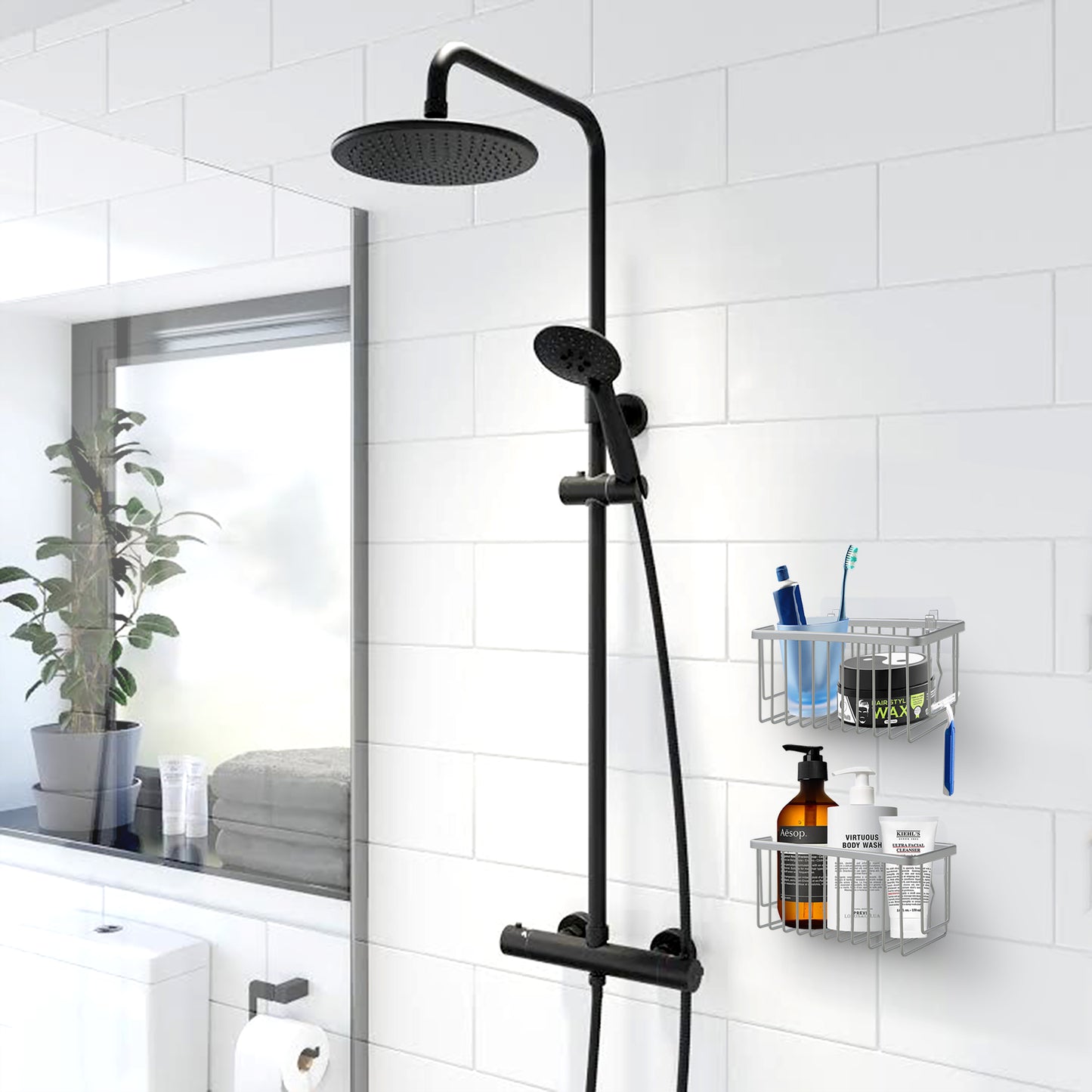 Adhesive Mount Classic NeverRust Aluminum Shower Caddy (Set of 1)