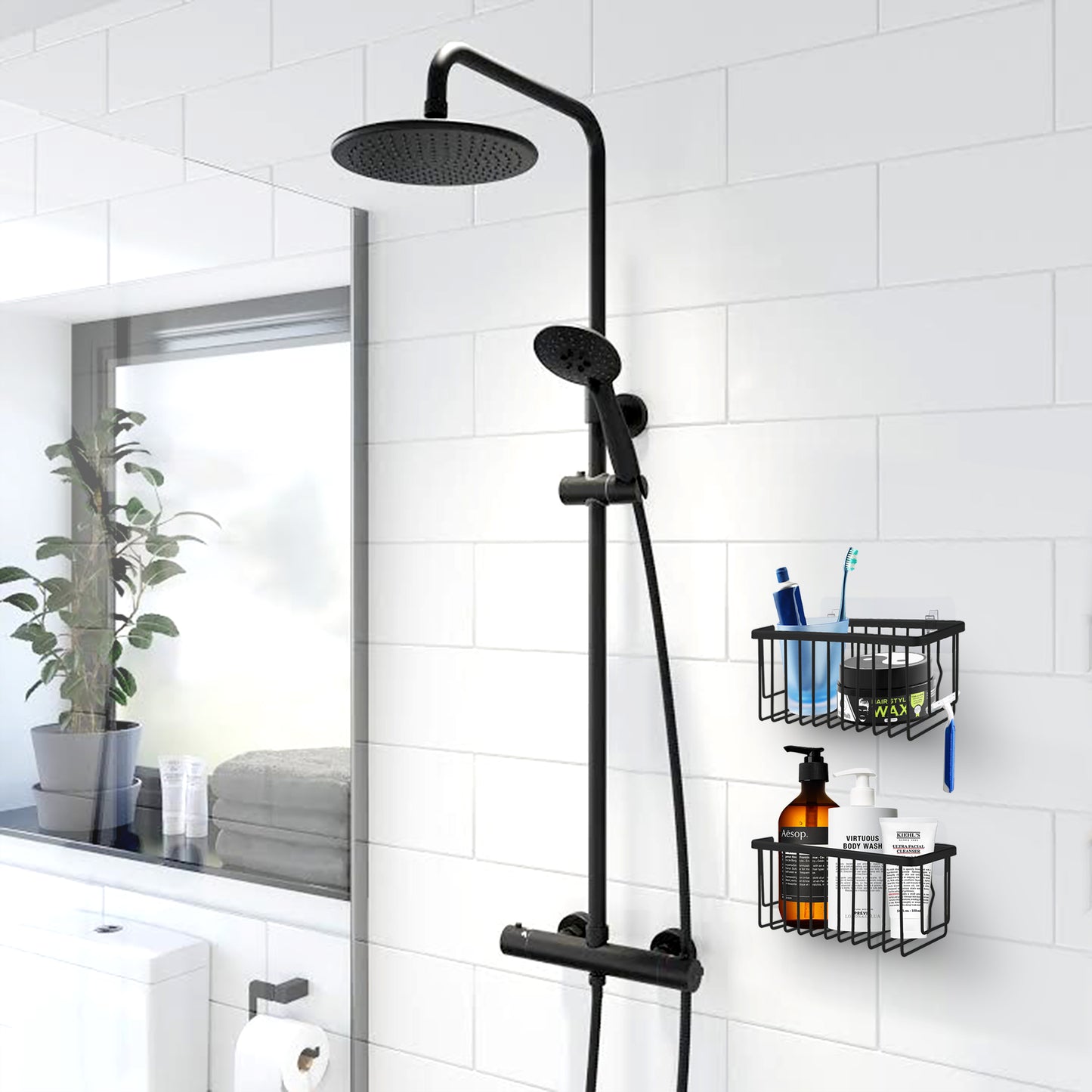 Adhesive Mount Classic NeverRust Aluminum Shower Caddy (Set of 2)
