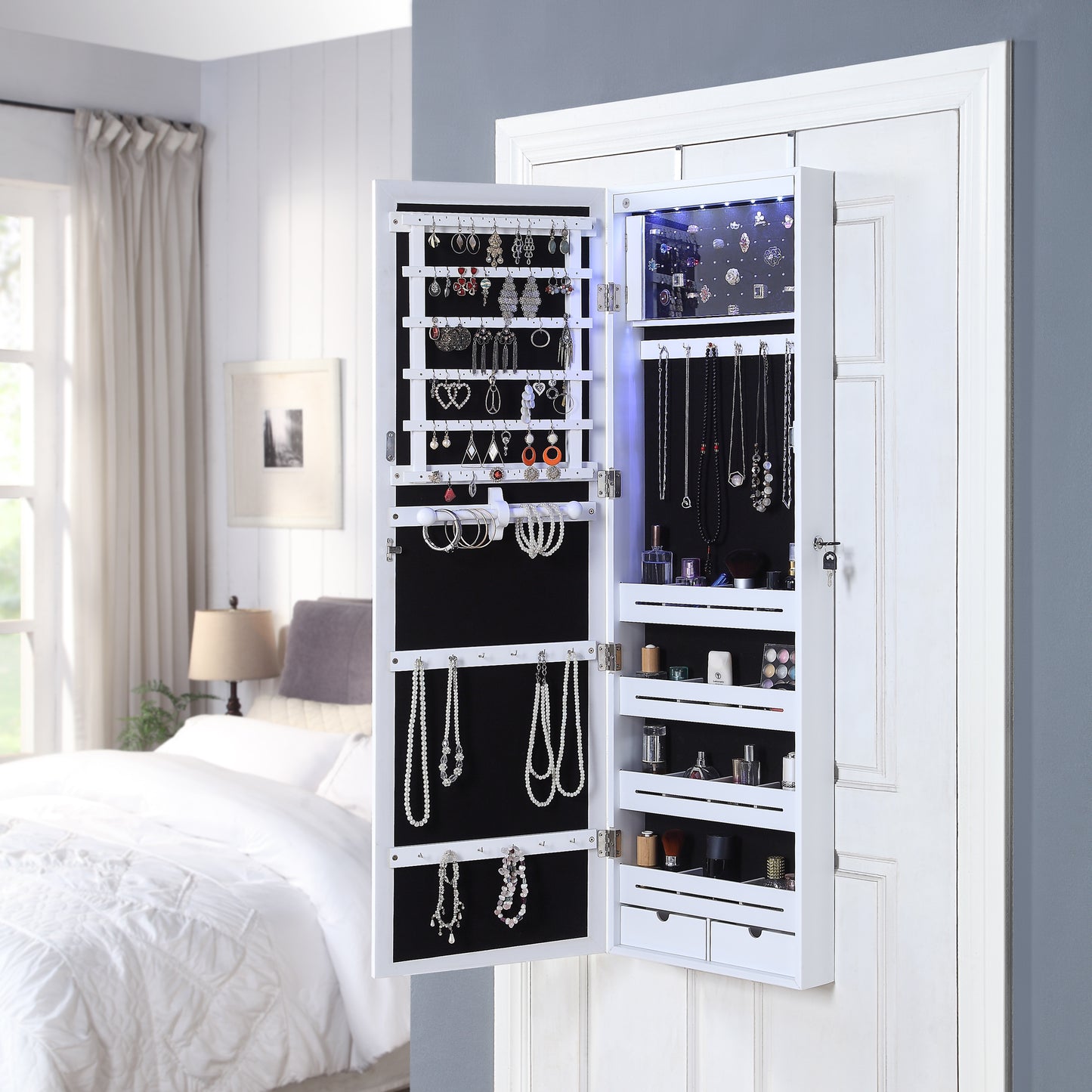 Over The Door Jewelry Armoire with Mirror