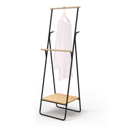 Two Rods Garment Rack with Wood Panel