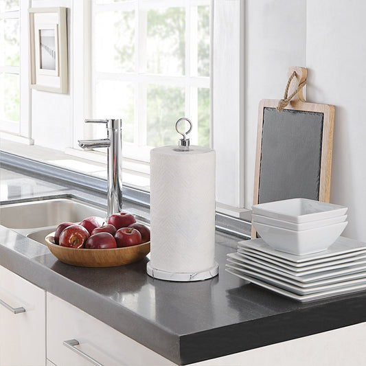 Heavy Weighted Faux Marble Paper Towel Holder Stand