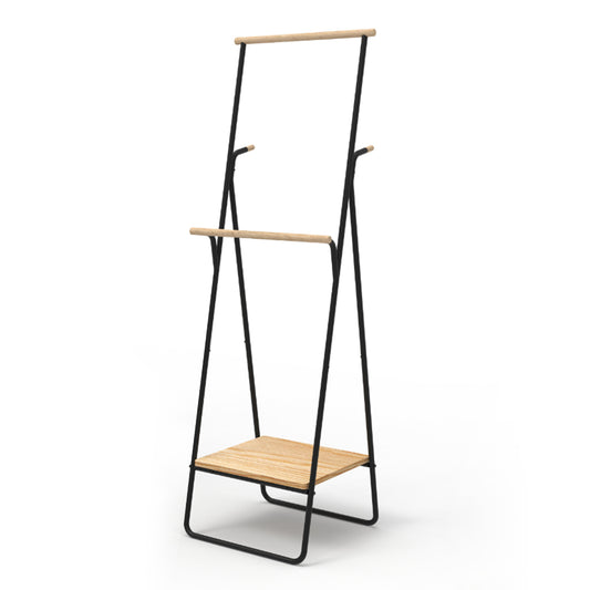 Two Rods Garment Rack with Wood Panel