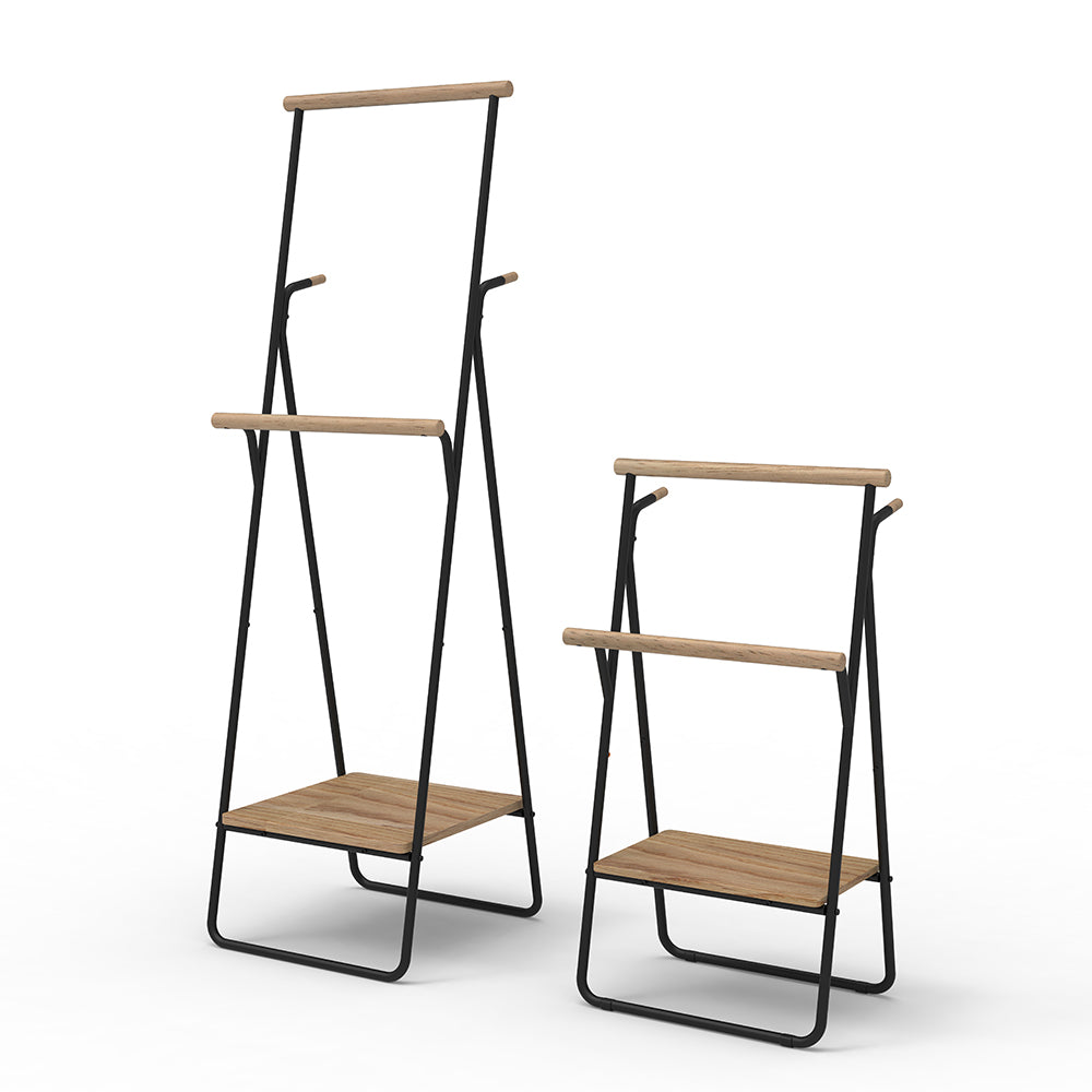 Two Rods Towel Rack with Wood Panel